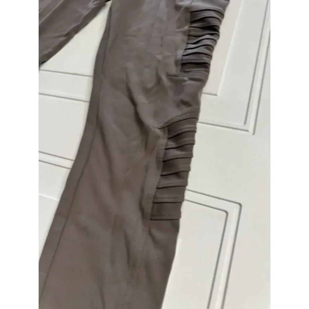 Athleta Delancey Zip Ankle Moto Tight Leggings Pants Taupe Brown Size Medium M - Picture 2 of 8
